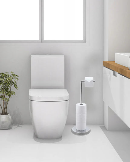 Yoka Home 2-in-1 tualetinio popieriaus stovas su laikikliu, sidabrinis, XXL