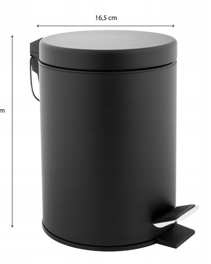 Yoka Home LABI vonios kambario šiukšliadėžė su dangčiu ir pedalu, 3 l, juoda