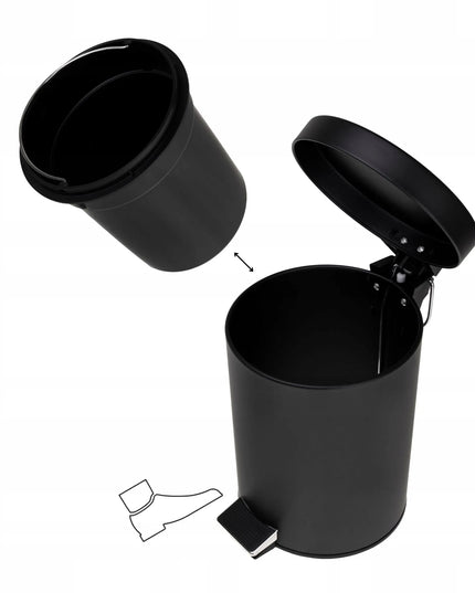 Yoka Home LABI vonios kambario šiukšliadėžė su dangčiu ir pedalu, 3 l, juoda