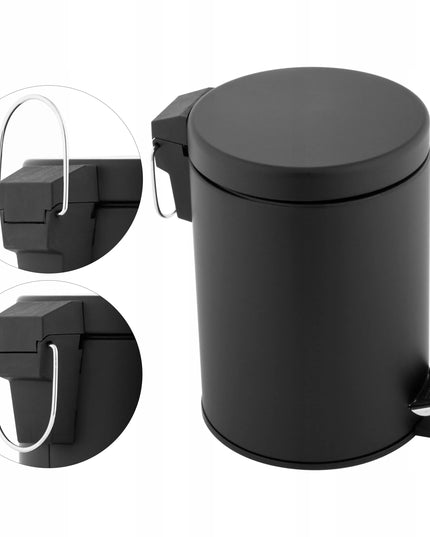Yoka Home LABI vonios kambario šiukšliadėžė su dangčiu ir pedalu, 3 l, juoda