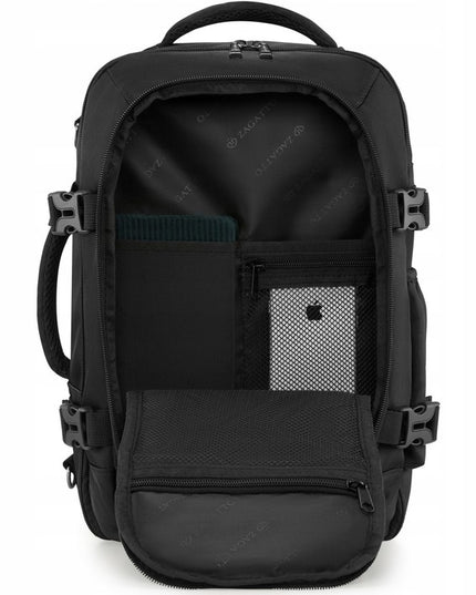 ZAGATTO juoda kelioninė kuprinė 40x25x20 cm – nemokamas rankinis bagažas į lėktuvą RYANAIR, Wizzair