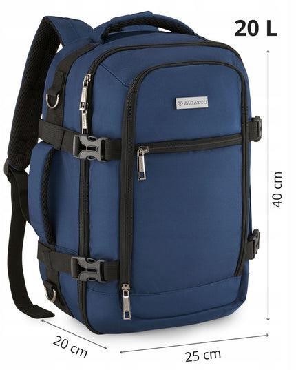 ZAGATTO mėlyna kelioninė kuprinė 40x25x20 cm – nemokamas rankinis bagažas į lėktuvą RYANAIR, Wizzair, modelis ZG921