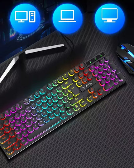 Žaidėjų rinkinys T-WOLF TF270: klaviatūra ir pelė su RGB LED apšvietimu