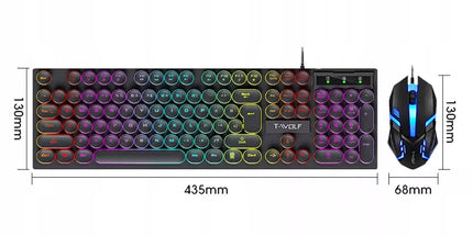 Žaidėjų rinkinys T-WOLF TF270: klaviatūra ir pelė su RGB LED apšvietimu