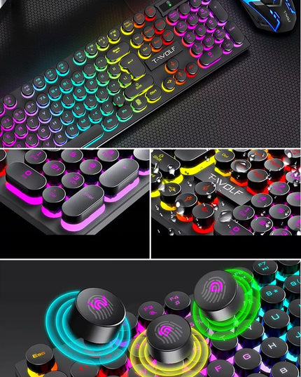 Žaidėjų rinkinys T-WOLF TF270: klaviatūra ir pelė su RGB LED apšvietimu