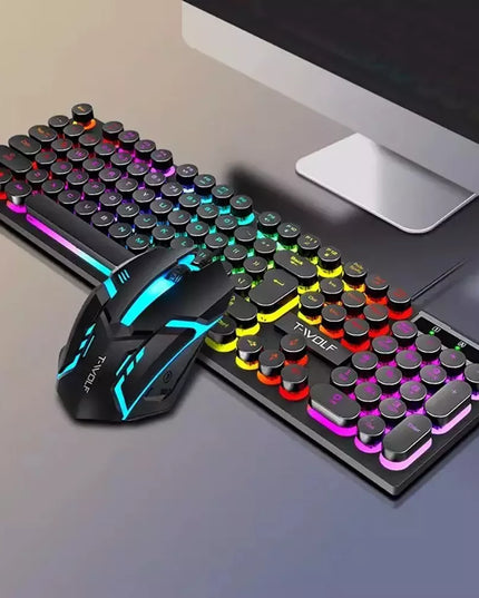 Žaidėjų rinkinys T-WOLF TF270: klaviatūra ir pelė su RGB LED apšvietimu