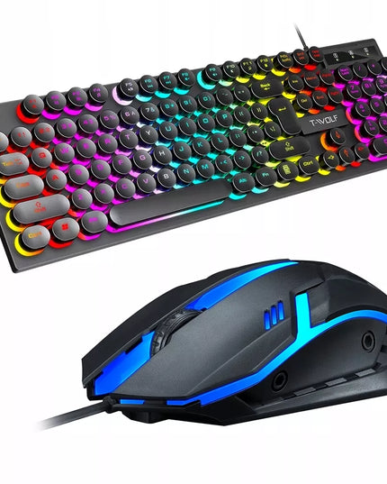 Žaidėjų rinkinys T-WOLF TF270: klaviatūra ir pelė su RGB LED apšvietimu