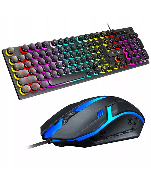 Žaidėjų rinkinys T-WOLF TF270: klaviatūra ir pelė su RGB LED apšvietimu