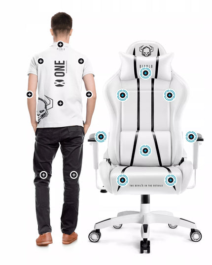 Žaidimų kėdė iš dirbtinės odos DIABLO X-One 2.0 Normal Size: balta-juoda