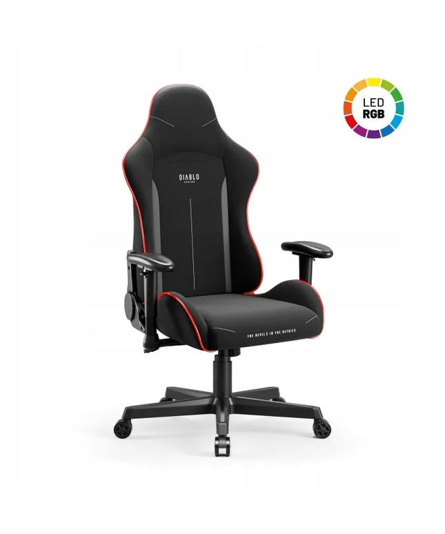 Žaidimų kėdė su LED apšvietimu ir nuotolinio valdymo pulteliu Diablo X-STARTER juoda LED
