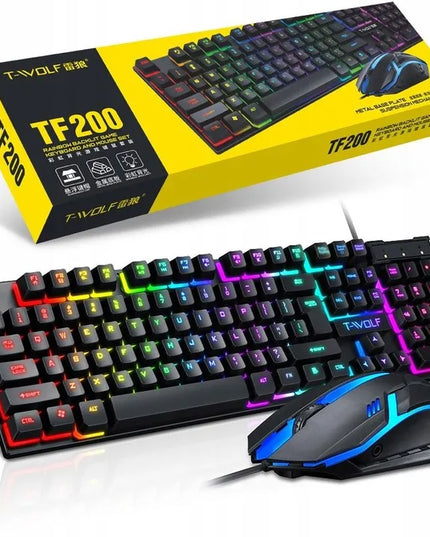 Žaidimų klaviatūros ir pelės rinkinys Mechaninė RGB TF 200