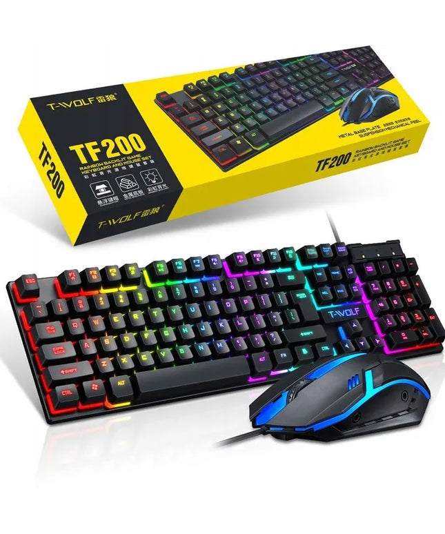 Žaidimų klaviatūros ir pelės rinkinys Mechaninė RGB TF 200