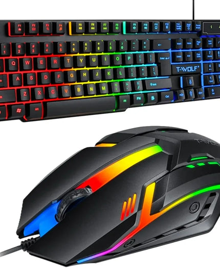 Žaidimų klaviatūros ir pelės rinkinys Mechaninė RGB TF 200