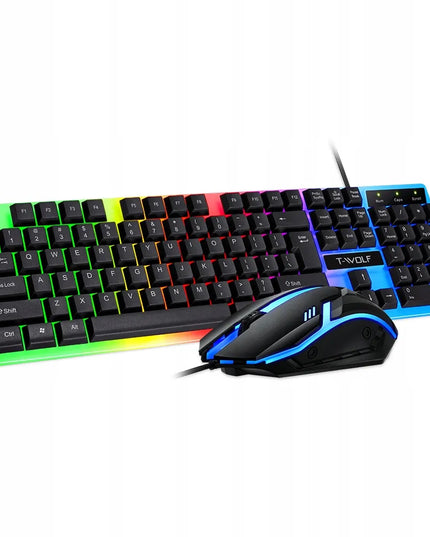 Žaidimų klaviatūros ir pelės rinkinys T-WOLF TF230 su LED RGB apšvietimu