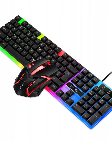 Žaidimų klaviatūros ir pelės rinkinys T-WOLF TF230 su LED RGB apšvietimu