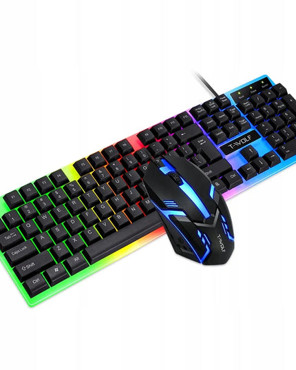 Žaidimų klaviatūros ir pelės rinkinys T-WOLF TF230 su LED RGB apšvietimu