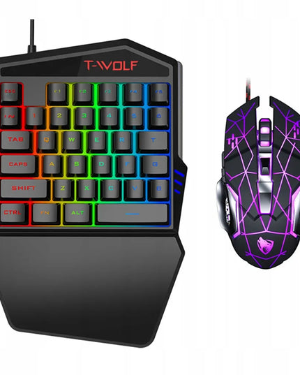 Žaidimų klaviatūros ir pelės rinkinys T-WOLF TF900 su LED RGB apšvietimu