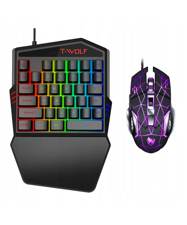 Žaidimų klaviatūros ir pelės rinkinys T-WOLF TF900 su LED RGB apšvietimu