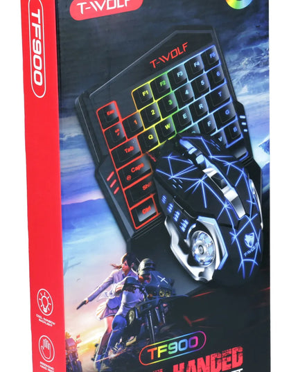 Žaidimų klaviatūros ir pelės rinkinys T-WOLF TF900 su LED RGB apšvietimu