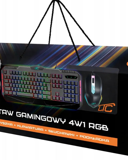 Žaidimų rinkinys LTC 4in1 (pelė, klaviatūra, ausinės, RGB kilimėlis)