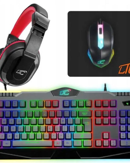 Žaidimų rinkinys LTC 4in1 (pelė, klaviatūra, ausinės, RGB kilimėlis)