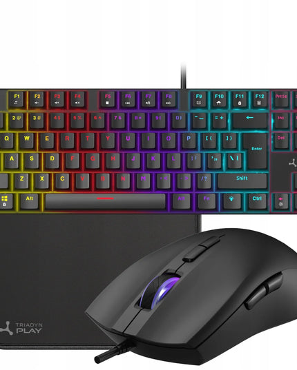 Žaidimų rinkinys mechaninė klaviatūra BlueSW + pelė + RGB kilimėlis TRIADYN