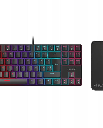 Žaidimų rinkinys: mechaninė RGB klaviatūra (Red Switch) + pelė + kilimėlis