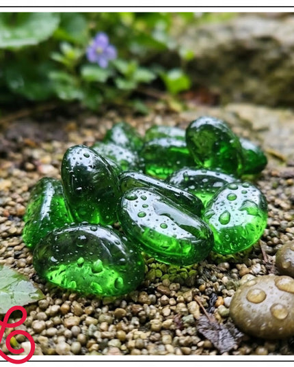 ŽALIAS DEKORATYVINIS STIKLAS 2,6–3,2 CM KIDNEY GLASS GREEN NAMŲ DEKORAVIMUI 1 KG
