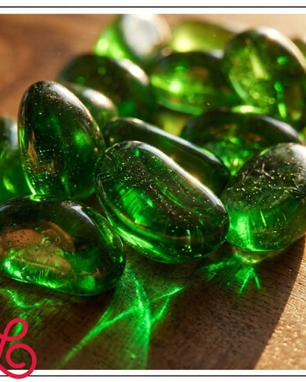 ŽALIAS DEKORATYVINIS STIKLAS 2,6–3,2 CM KIDNEY GLASS GREEN NAMŲ DEKORAVIMUI 1 KG