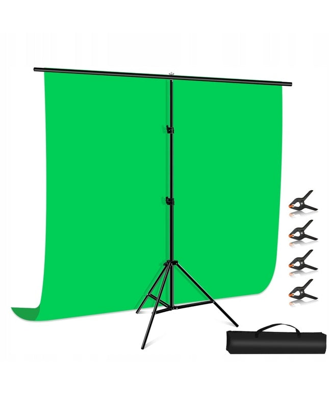 Žalias fonas su stovu 2x2 m | Green screen fotografijai, video filmavimui, vlogams, konferencijoms