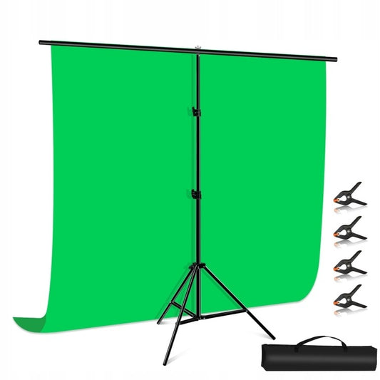 Žalias fonas su stovu 2x2 m | Green screen fotografijai, video filmavimui, vlogams, konferencijoms
