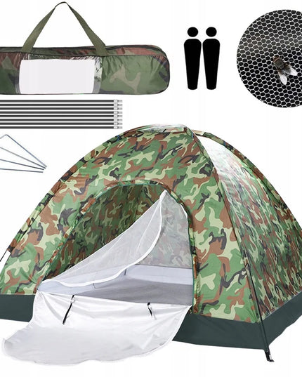 Žalias kempingo palapinės modelis 2-3 asmenims 210x150 cm