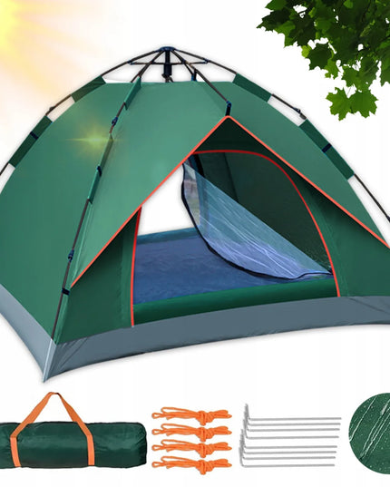 Žalias kempingo palapinės modelis 2-3 asmenims 210x150 cm