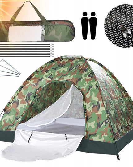 Žalias kempingo palapinės modelis 2-3 asmenims 210x150 cm
