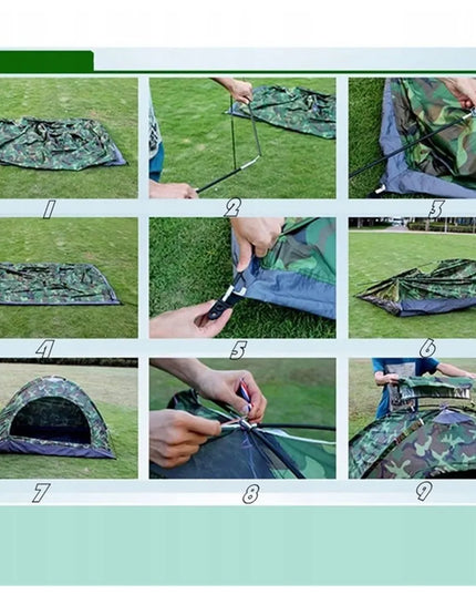 Žalias kempingo palapinės modelis 2-3 asmenims 210x150 cm