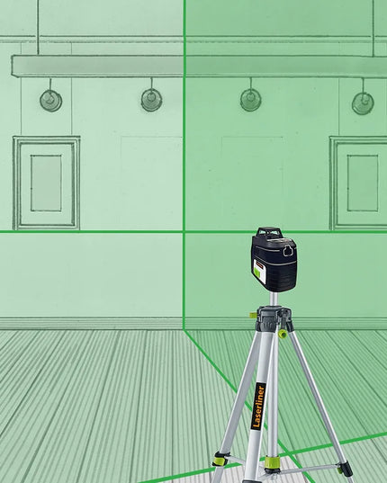 Žaliasis kryžminis lazeris su trikoju ir dėklu Laserliner PocketPlane 4 metų garantija