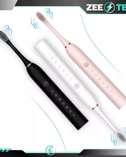 ZeeTech X-3 soninis elektrinis dantų šepetėlis, 6 režimai, laikmatis + 4 antgaliai
