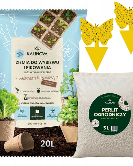 Žemė sėjimui 20L + perlitas 5L + geltonos gaudyklės 2vnt.