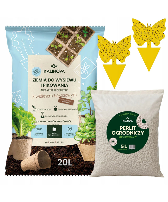 Žemė sėjimui 20L + perlitas 5L + geltonos gaudyklės 2vnt.