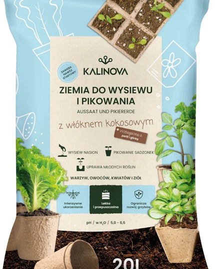 Žemė sėjimui ir pikiavimui KALINOVA, 20L su kokoso pluoštu ir perlitu