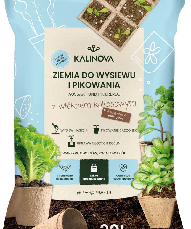 Žemė sėjimui ir pikiavimui KALINOVA, 20L su kokoso pluoštu ir perlitu