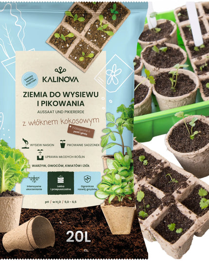 Žemė sėjimui ir pikiavimui KALINOVA, 20L su kokoso pluoštu ir perlitu