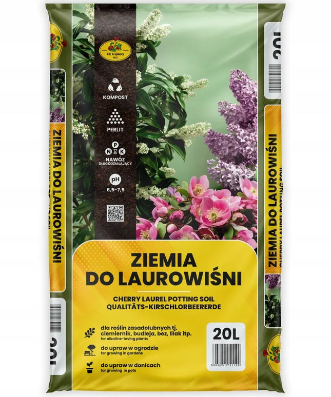 Žemė substratas lauravyšnėms, alyvoms, buksmedžiams (trąšos, perlitas, kompostas, žievė) 20 l