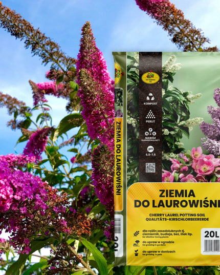 Žemė substratas lauravyšnėms, alyvoms, buksmedžiams (trąšos, perlitas, kompostas, žievė) 20 l