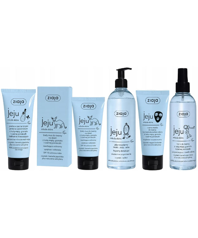 Ziaja Jeju rinkinys jaunai odai drėkinti, 5 produktai