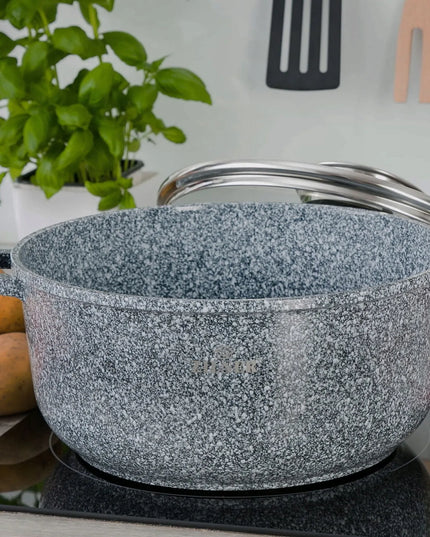 ZILNER Grey 4 marmurinių puodų rinkinys 16 / 20 / 22 / 26 cm