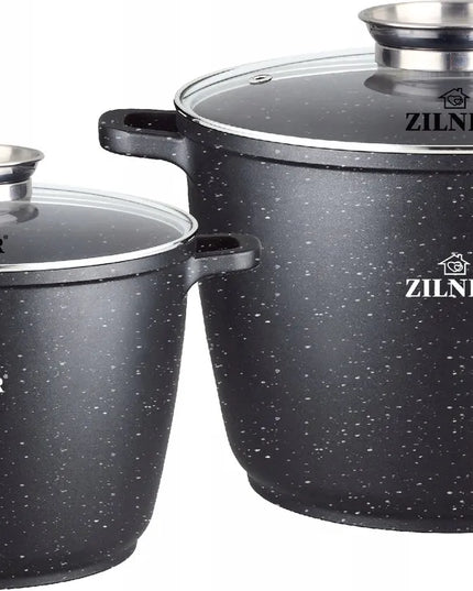 Zilner marmurinių puodų rinkinys, 4 dalys, 10 l ir 6,2 l talpos, tinka indukcijai