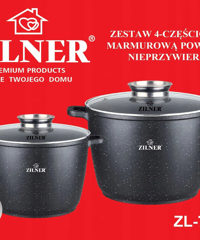 Zilner marmurinių puodų rinkinys, 4 dalys, 10 l ir 6,2 l talpos, tinka indukcijai