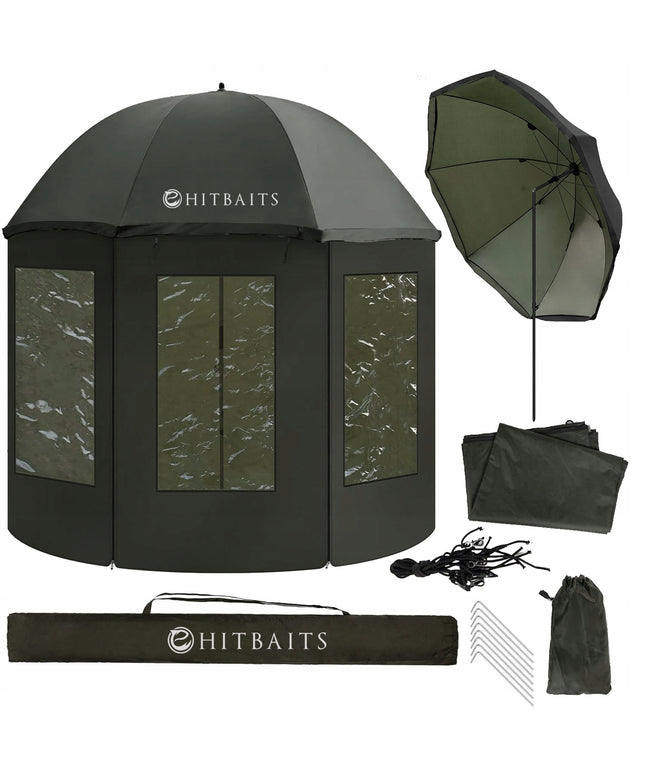 Žvejybos Skėtis 240 cm su Vandeniui Atspariu Audiniu ir Šoninėmis Apsaugomis