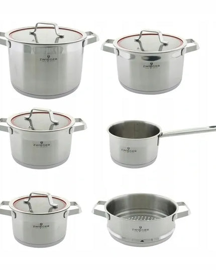 ZWIEGER KLASSIKER puodų rinkinys, 11 dalių, nerūdijantis plienas INOX, tinka dujinėms ir indukcinėms viryklėms